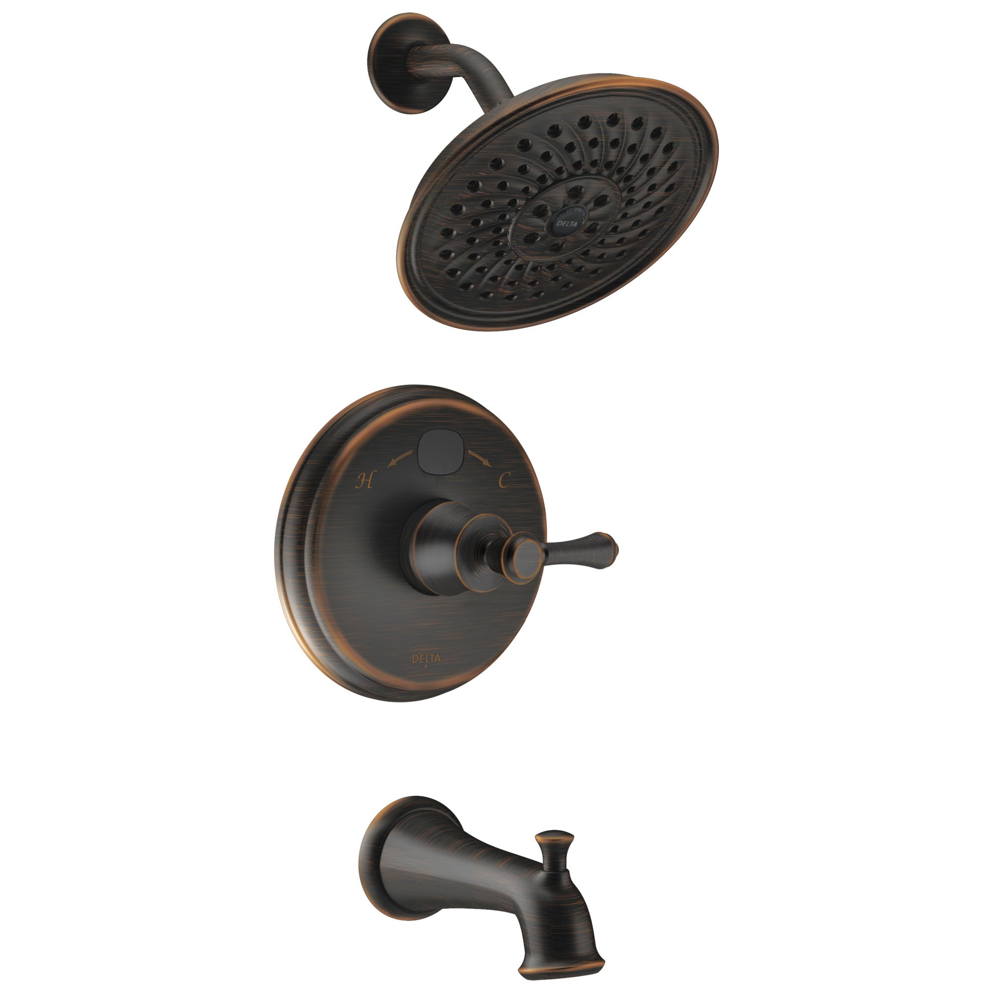 Delta Venetian Bronze Traditional 14 Series Digital Display Temp2O One Handle Tub and Shower Combination Faucet Includes Trim Kit and Valve without Stops D2020V