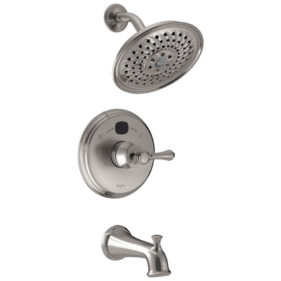 Delta Stainless Steel Finish Traditional 14 Series Digital Display Temp2O One Handle Tub and Shower Combination Faucet Includes Trim Kit and Valve without Stops D2018V