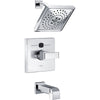 Delta Ara Chrome Finish Angular Modern Square Temp2O Tub and Shower Combination Faucet with Digital Display INCLUDES Rough-in Valve with Stops D1217V