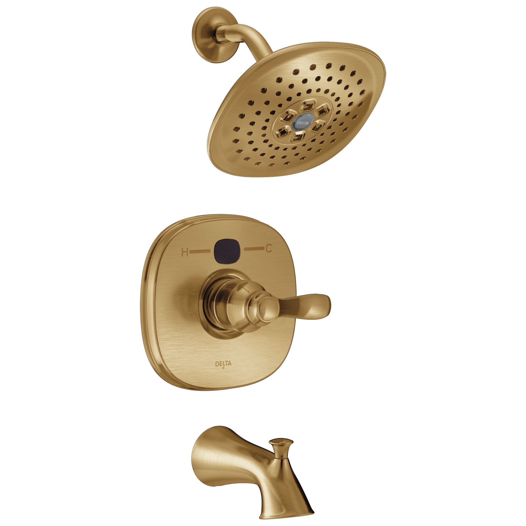 Delta Champagne Bronze Transitional One Handle 14 Series Digital Display Temp2O Tub and Shower Combination Faucet Includes Rough-in Valve without Stops D2006V