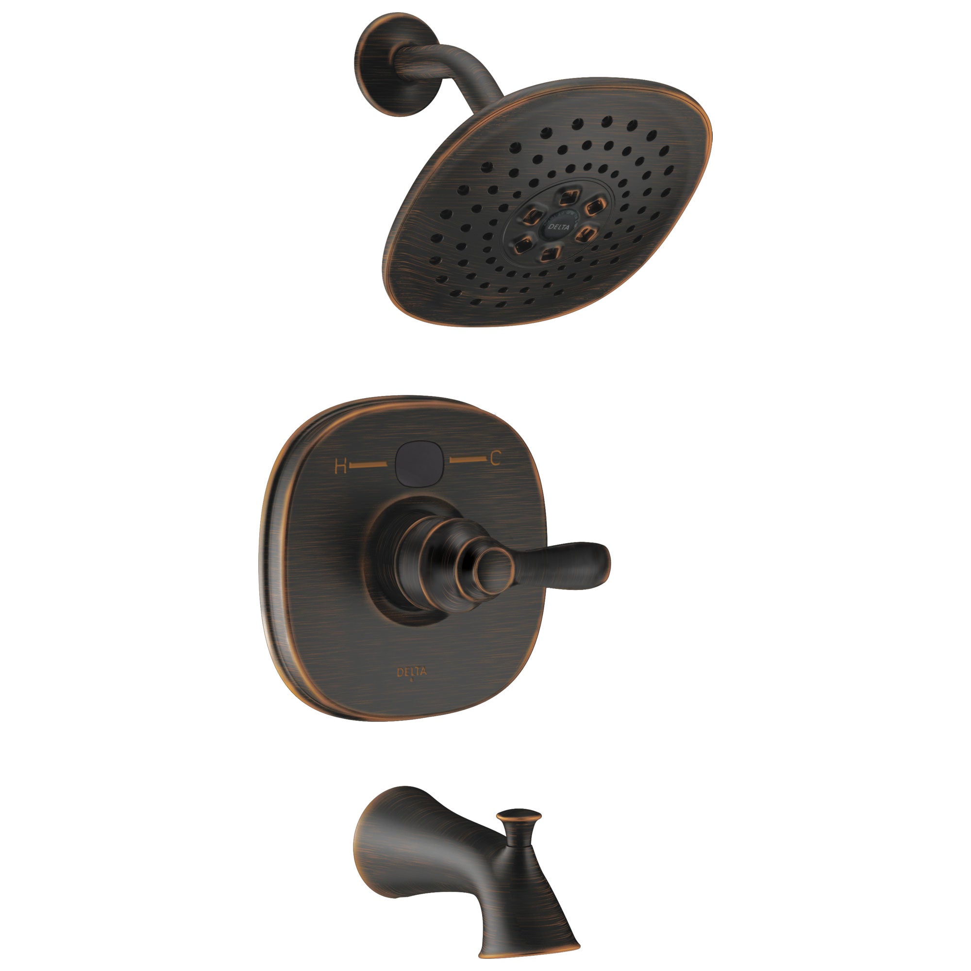 Delta Venetian Bronze Transitional One Handle 14 Series Digital Display Temp2O Tub and Shower Combination Faucet Includes Rough-in Valve with Stops D2003V