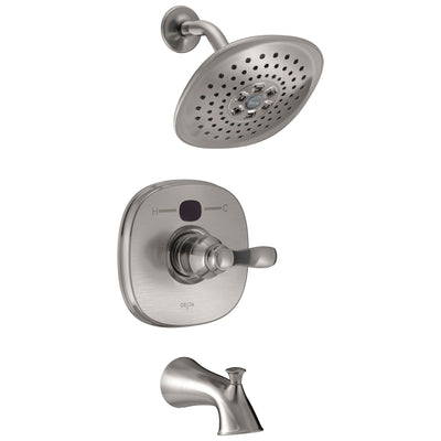 Delta Stainless Steel Finish Transitional One Handle 14 Series Digital Display Temp2O Tub and Shower Combination Faucet Includes Valve without Stops D2000V