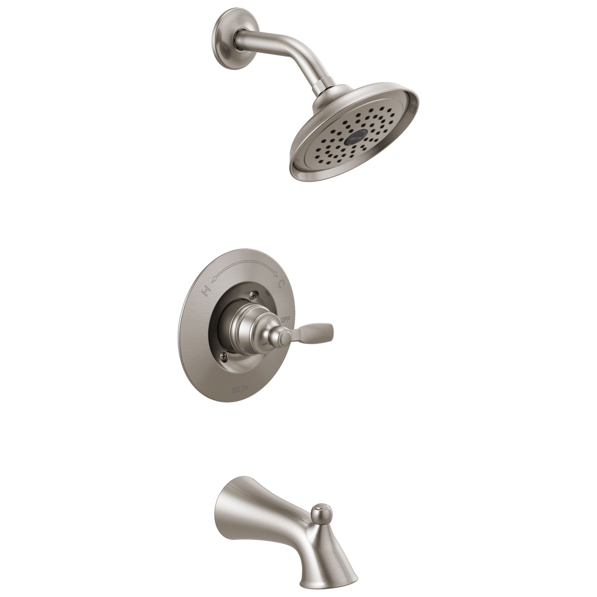 Delta Woodhurst Stainless Steel Finish Single Lever Handle Tub/Shower Combination Faucet Includes Cartridge, and Valve with Stops D3466V