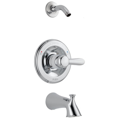 Delta Lahara Collection Chrome Monitor 14 Classic Single Lever Tub and Shower Faucet Trim Kit - Less Showerhead Includes Rough-in Valve with Stops D2424V