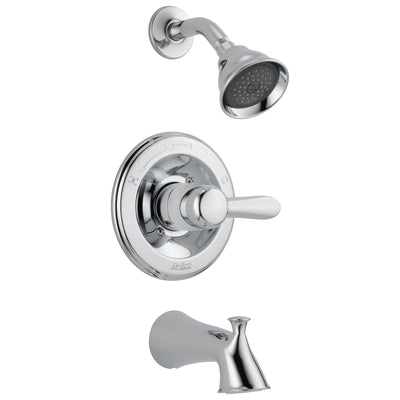 Delta Lahara Collection Chrome Finish Monitor 14 Series Single Handle Showerhead and Tub Spout Combination Faucet Includes Rough-in Valve without Stops D2419V