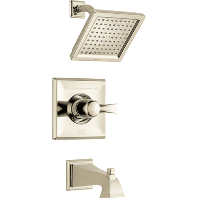 Delta Dryden Modern Square 14 Series Polished Nickel Finish Single Handle Tub and Shower Combination Faucet INCLUDES Rough-in Valve with Stops D1211V