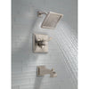 Delta Dryden Modern Square Stainless Steel Finish Tub and Shower Trim Kit 456341