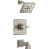 Delta Dryden Modern Square Stainless Steel Finish Tub and Shower Trim Kit 573196