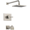 Delta Vero Stainless Steel Finish 14 Series Water Efficient Tub & Shower Combination Faucet Includes Cartridge, Handle, and Valve without Stops D3451V