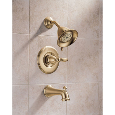 Delta Victorian Collection Champagne Bronze Monitor 14 Tub & Shower Combo Faucet INCLUDES Single Lever Handle and Rough-Valve without Stops D1522V