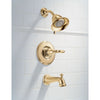 Delta Traditional Victorian Polished Brass Finish 14 Series Tub and Shower Faucet Combo INCLUDES Rough-in Valve and Single Lever Handle D1186V