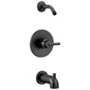 Delta Trinsic Collection Matte Black Finish Single Lever Tub and Shower Combination Faucet Trim - Less Showerhead Includes Valve with Stops D2398V