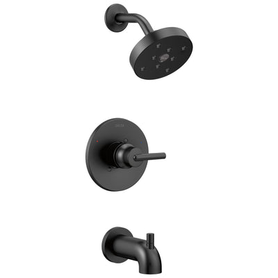 Delta Trinsic Collection Matte Black Finish Monitor 14 Single Lever Handle Tub and Shower Faucet Combination Trim Kit Includes Valve without Stops D2399V