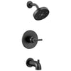 Delta Trinsic Collection Matte Black Finish Monitor 14 Single Lever Handle Tub and Shower Faucet Combination Trim Kit Includes Valve with Stops D2400V