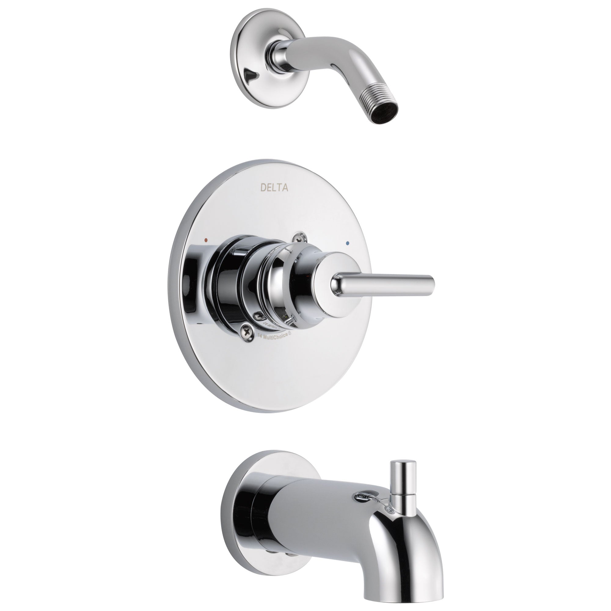 Delta Trinsic Collection Chrome Single Handle Monitor 14 Tub and Shower Combination Faucet Trim Kit - Less Showerhead Includes Valve with Stops D1997V