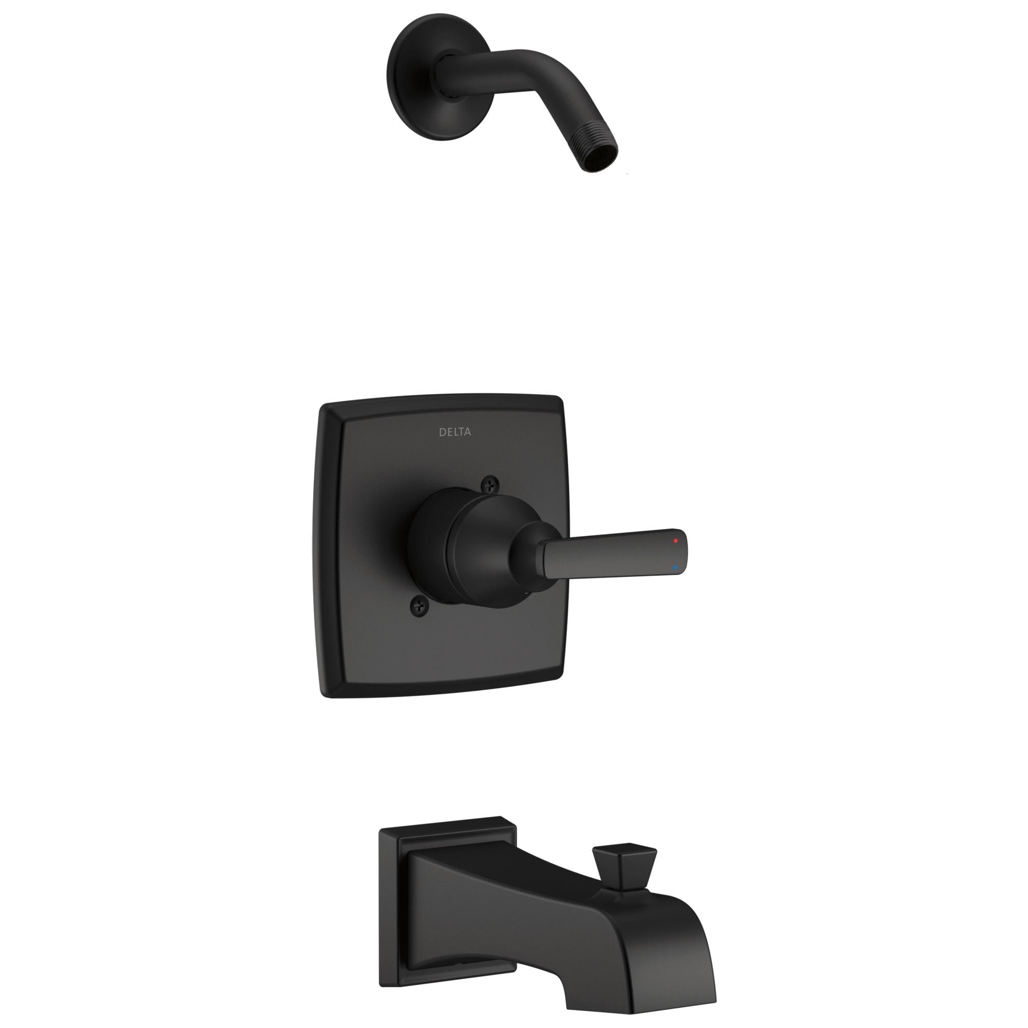 Delta Ashlyn Matte Black Finish Monitor 14 Series Tub and Shower Combination Faucet Trim Kit Less Showerhead (Requires Valve) DT14464BLLHD