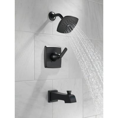 Delta Ashlyn Matte Black Finish Monitor 14 Series Tub and Shower Combination Includes Single Lever Handle, Cartridge, and Valve without Stops D3447V
