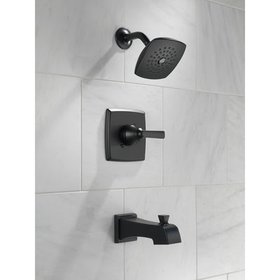 Delta Ashlyn Matte Black Finish Monitor 14 Series Tub and Shower Combination Includes Single Lever Handle, Cartridge, and Valve without Stops D3447V
