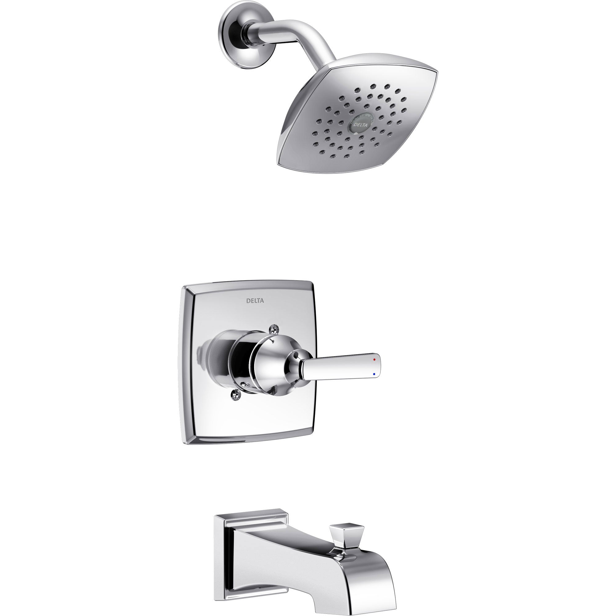 Delta Ashlyn Modern Chrome Finish 14 Series Watersense Single Handle Tub and Shower Combination Faucet INCLUDES Rough-in Valve with Stops D1175V