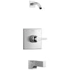 Delta Zura Collection Chrome Modern Square Monitor 14 One Handle Tub and Shower Combo Faucet Includes Valve without Stops D1988V