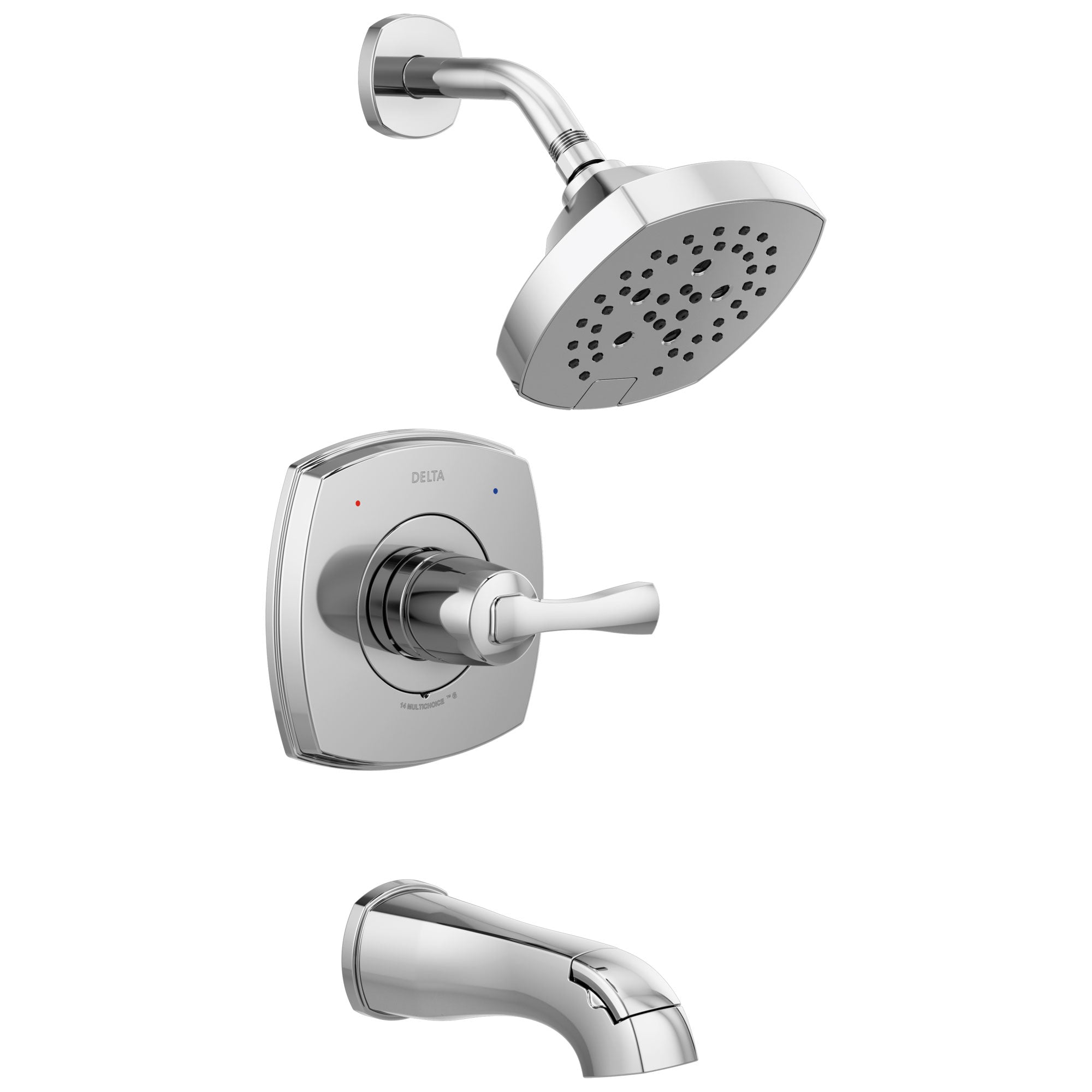 Delta Stryke Chrome Finish 14 Series Tub and Shower Combination Faucet Includes Single Lever Handle, Cartridge, and Valve with Stops D3444V