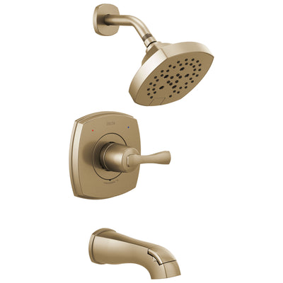 Delta Stryke Champagne Bronze Finish 14 Series Tub and Shower Combo Faucet Includes Single Lever Handle, Cartridge, and Valve without Stops D3431V