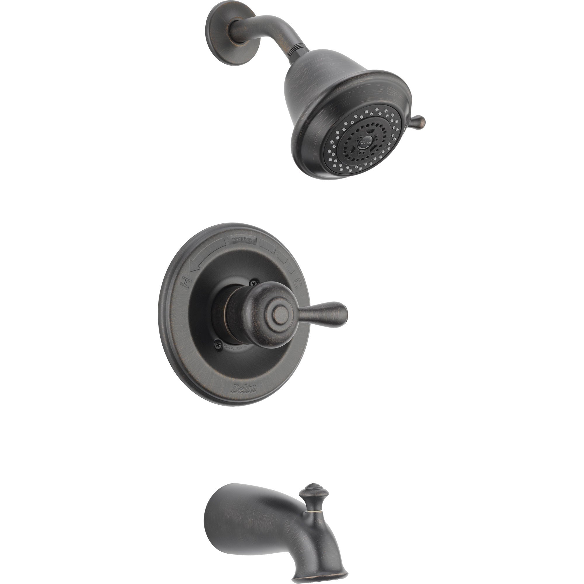 Delta Leland Monitor 14 Series Venetian Bronze Finish Single Lever Handle Tub and Shower Faucet Combo INCLUDES Rough-in Valve with Stops D1323V