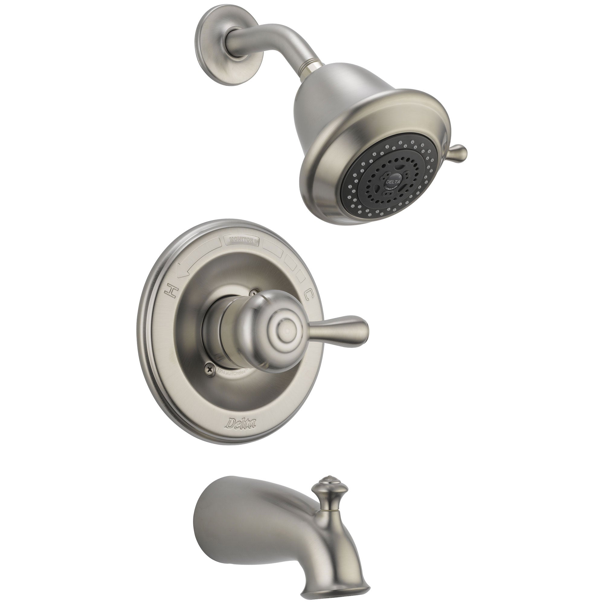 Delta Leland Monitor 14 Series Stainless Steel Finish Single Lever Handle Tub and Shower Faucet Combo INCLUDES Rough-in Valve D1320V