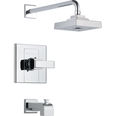Delta Arzo 1-Handle Tub and Large Shower Faucet with Valve in Chrome D268V