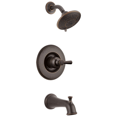 Delta Linden Collection Venetian Bronze Monitor 14 Contemporary Shower Faucet, Control, and Tub Spout Includes Trim Kit Rough Valve without Stops D2371V