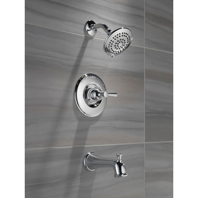 Delta Linden Collection Chrome Finish Monitor 14 Series Contemporary Shower Faucet, Control, and Tub Spout Includes Trim Kit Rough Valve with Stops D2374V