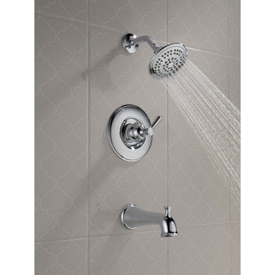 Delta Linden Collection Chrome Finish Monitor 14 Series Contemporary Shower Faucet, Control, and Tub Spout Includes Trim Kit Rough Valve with Stops D2374V