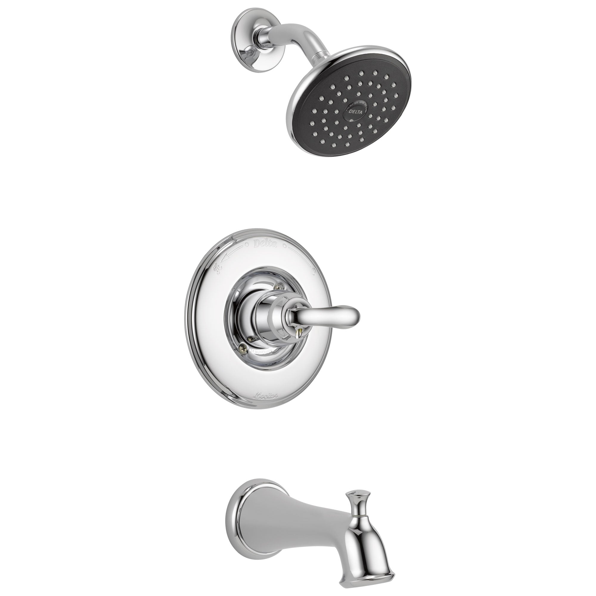 Delta Linden Collection Chrome Finish Monitor 14 Series Tub and Shower Combo Faucet Includes Trim Kit Rough Valve without Stops D2363V