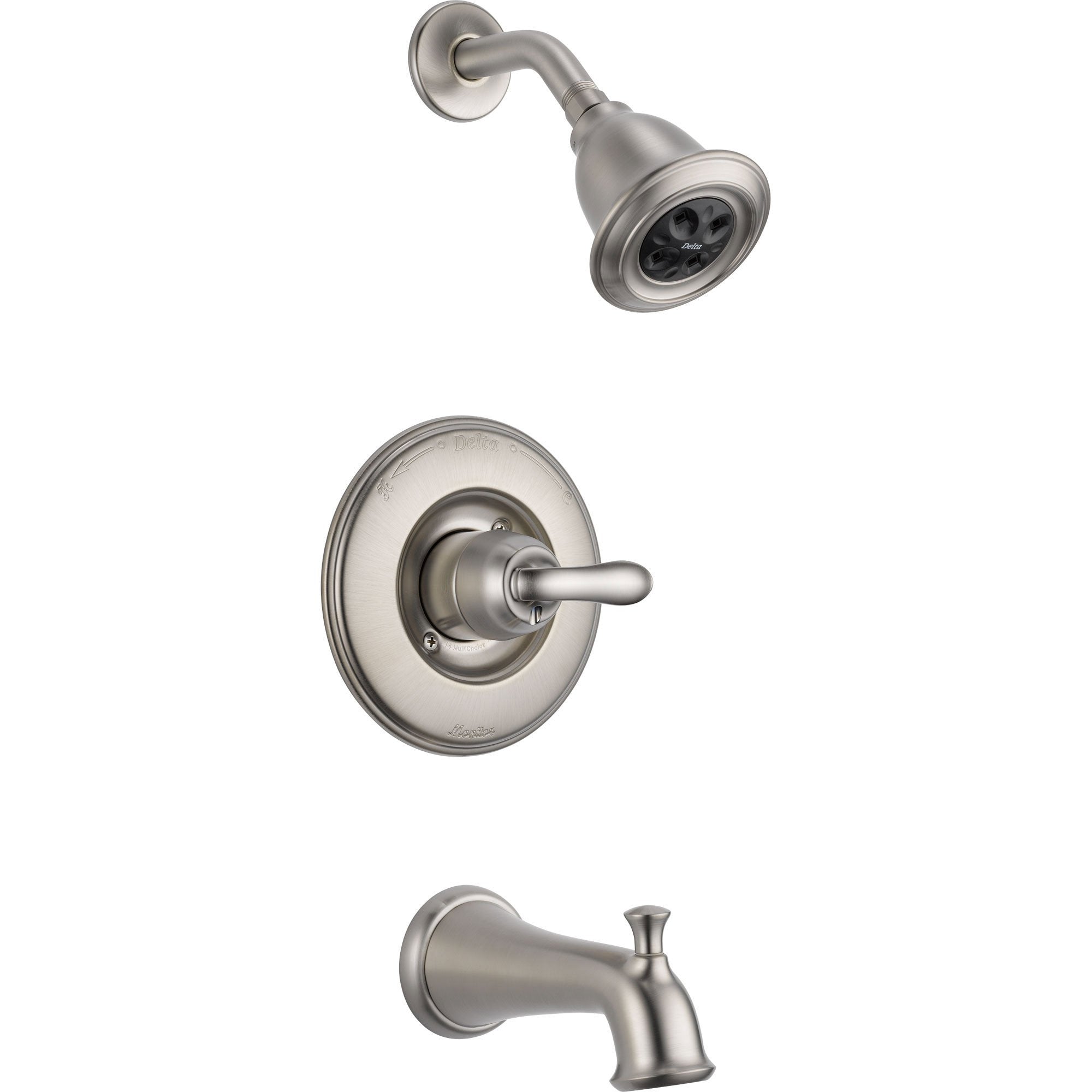 Delta Linden Stainless Steel Finish Tub and Shower Combo Faucet with Valve D281V