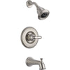 Delta Linden Stainless Steel Finish Tub and Shower Combo Faucet with Valve D347V