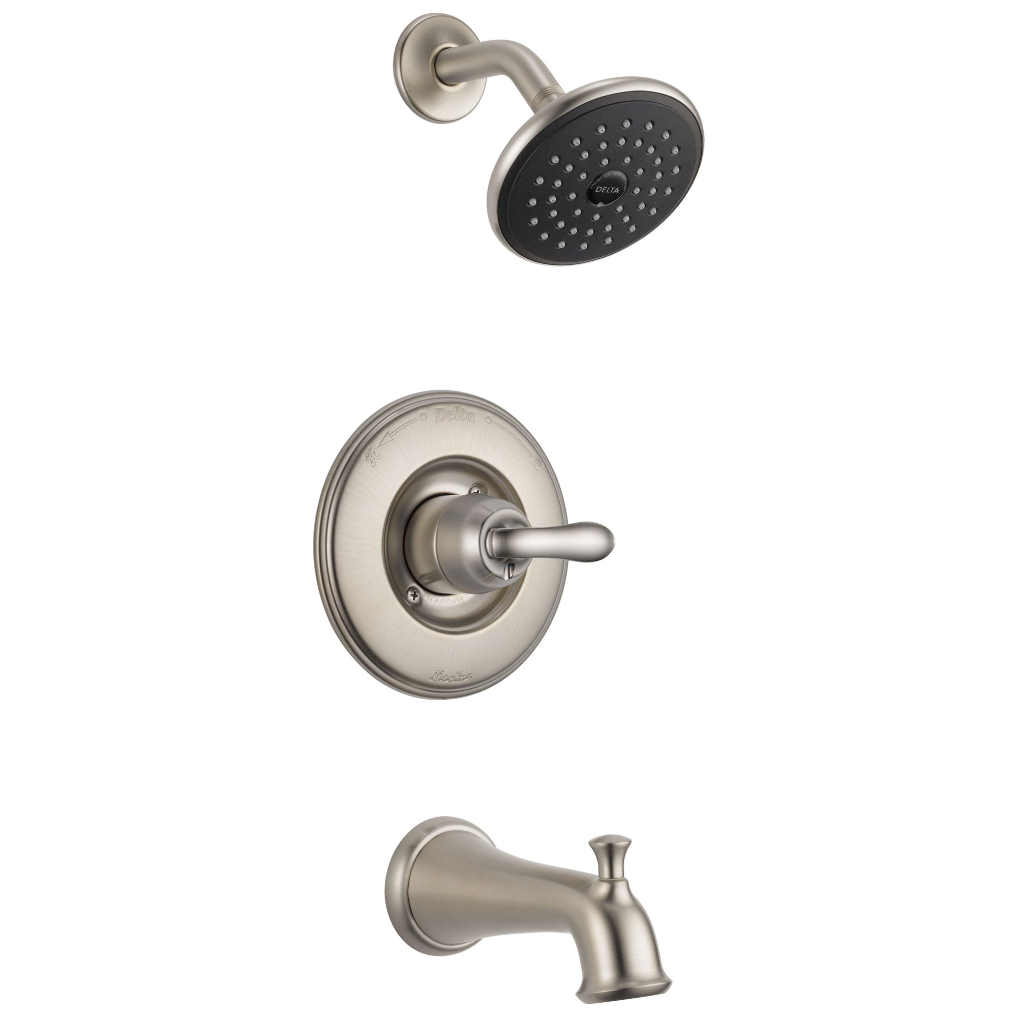 Delta Linden Collection Stainless Steel Finish Monitor 14 Series Tub and Shower Combo Faucet Trim Kit (Requires Valve) DT14494SSSOS