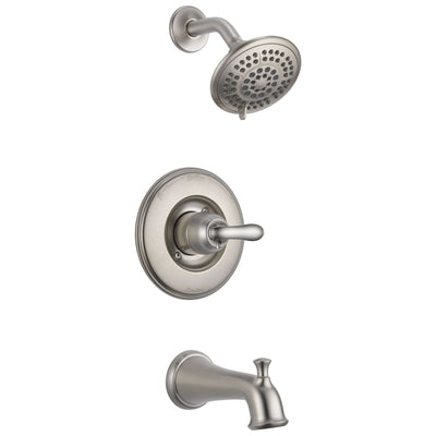 Delta Linden Stainless Steel Finish Tub and Shower Combo Faucet with Valve D280V