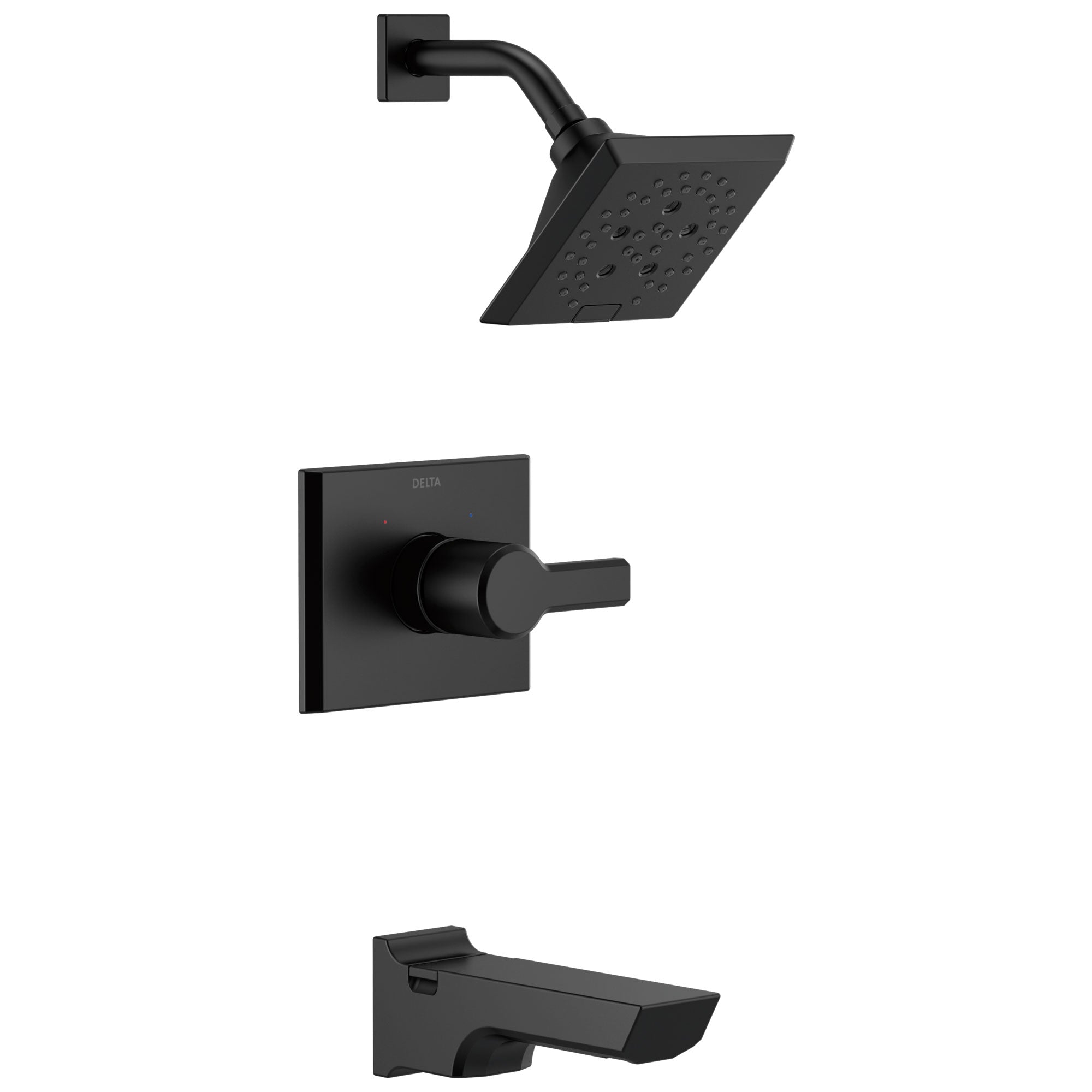 Delta Pivotal Matte Black Finish Tub and Shower Combination Faucet Includes Monitor 14 Series Cartridge, Handle, and Valve without Stops D3421V