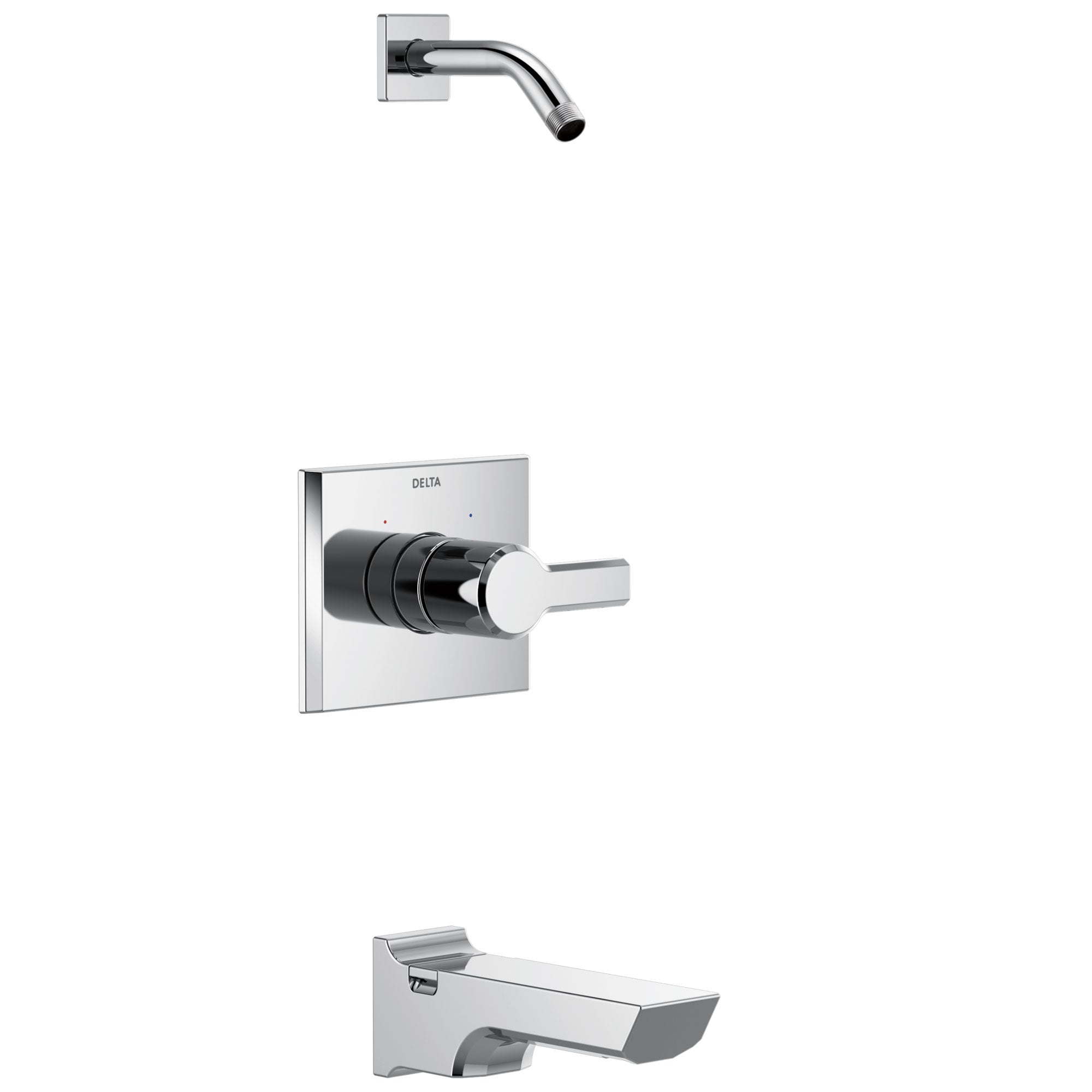 Delta Pivotal Chrome Finish 14 Series Tub and Shower Faucet Combo Less showerhead Includes Handle, Cartridge, and Valve with Stops D3420V