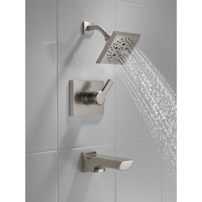 Delta Pivotal Stainless Steel Finish Tub and Shower Combination Faucet Includes Monitor 14 Series Cartridge, Handle, and Valve without Stops D3415V