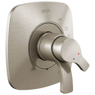 Delta Tesla Stainless Steel Finish Monitor 17 Dual Temperature and Water Pressure Shower Faucet Control Handle Includes Trim Kit and Valve with Stops D1979V