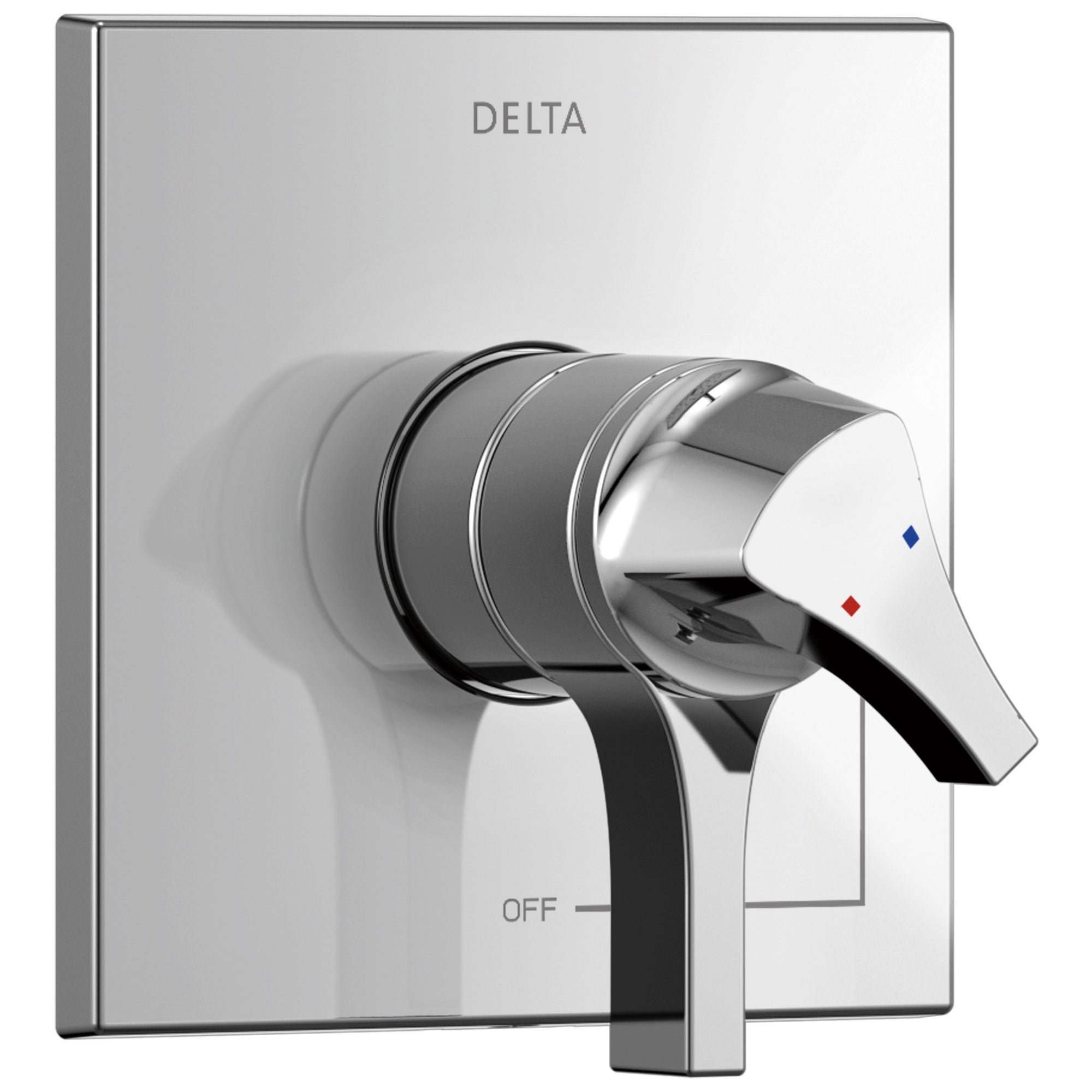Delta Zura Collection Chrome Monitor 17 Dual Temperature and Water Pressure Shower Faucet Control Handle Includes Trim Kit and Valve with Stops D1977V