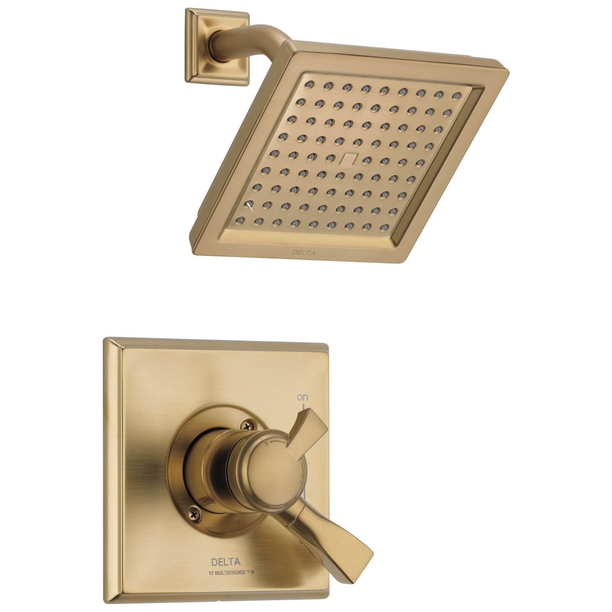 Delta Dryden Collection Champagne Bronze Water Efficient 1.75 GPM Dual Control Shower Faucet with Square Showerhead Includes Rough Valve with Stops D2346V