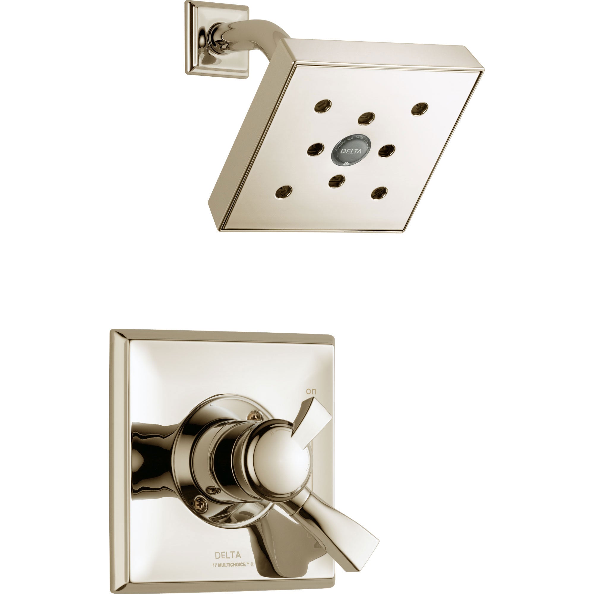 Delta Dryden Modern H2Okinetic Polished Nickel Finish Shower Only Faucet with Dual Temperature and Pressure Control INCLUDES Rough-in Valve with Stops D1145V