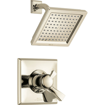 Delta Dryden Modern Square Polished Nickel Finish Shower Only Faucet with Dual Temperature and Pressure Control INCLUDES Rough-in Valve with Stops D1147V