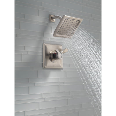 Delta Dryden Stainless Steel Finish Monitor 17 Series Water Efficient Shower only Faucet Includes Handles, Cartridge, and Valve with Stops D3386V