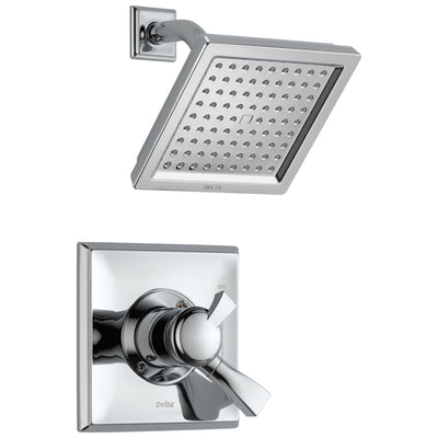 Delta Dryden Collection Chrome Monitor 17 Modern Water Efficient Dual Control Shower Faucet with Square Showerhead Includes Rough Valve without Stops D2339V