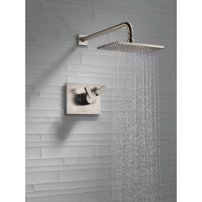 Delta Vero Stainless Steel Finish Monitor 17 Series Water Efficient Shower only Faucet Includes Handles, Cartridge, and Valve without Stops D3379V
