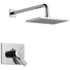 Delta Vero Collection Chrome Modern Water Efficient 1.75 GPM Dual Control Shower Faucet with Overhead Square Showerhead Trim (Requires Valve) DT17253WE