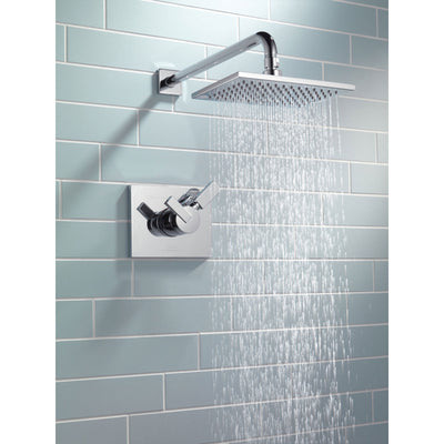 Delta Vero Collection Chrome Modern Water Efficient 1.75 GPM Dual Control Shower Faucet with Overhead Square Showerhead Trim (Requires Valve) DT17253WE